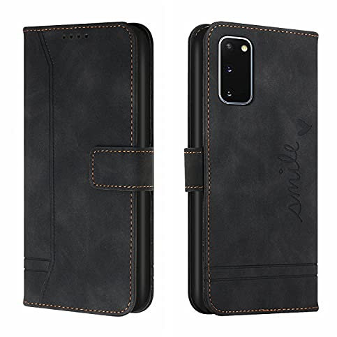 Trugox Handyhülle für Samsung Galaxy S20 / S20 5G Hülle Klappbar Klapphülle mit Kartenfach Handytasche Handy Schutzhülle Tasche Leder Wallet Flip Case Slim Book Cover - Black