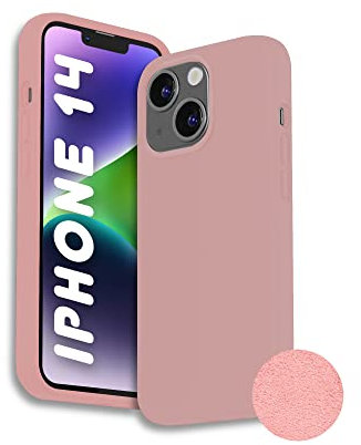 Phonix Cover per iPhone 14 Silicone Liquido Rosa Antico Chiaro Italia - Custodia per iphone 14 compatibile con Ricarica Wireless - Cover per iPhone 14 Morbida Antiurto con Bordi Rialzati