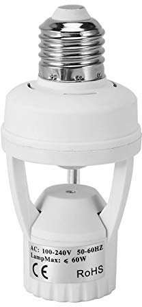 seasio AC 110-220V Pir Induction Motion Sensor IR Infrared Human E27 Plug Socket Switch Base Led Bulb Lamp Holder