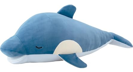 Nemu Nemu Animals 6202685 Plüschtier, Delfin Flip, Kuscheltier, extra weich und kuschelig, Stofftier, Designed in Japan, Kuschelkissen mit Handfach, Größe L, 54 cm
