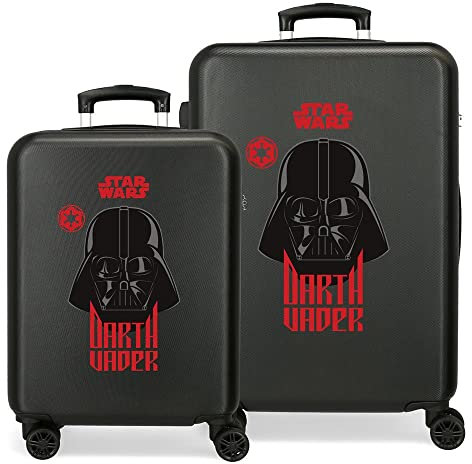 Star wars Squad Darh Vader Juego de Maletas Negro 55/65 cms Rígida ABS Cierre de combinación Lateral 56L 6 kgs 4 Ruedas Dobles Equipaje Mano