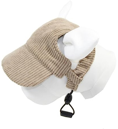 Hixingo Haustier Hunde Baseballmütze, Basecap Verstellbar Sonnenschutz Hut Hundecap mit Ohrlöchern Sommer Schattierungshut Zubehör für Kleine Hunde (L,Khaki)