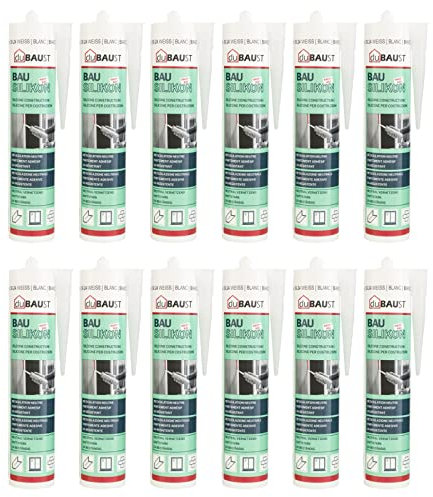 12x dubaust BAS24 Bausilikon Fenstersilikon Neutralsilikon Innen/Aussenbereich witterungsbeständig hochelastisch 310ml Kartusche (anthrazit)
