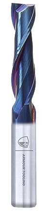 ARMOUR TOOLING BLUE SHIELD - 1/2 Inch Carbide Spiral Router Bit - 2 flute 1/2 inch End Mill – CNC Router Bit – 6.35mm Shank – Milling Cutter Carving Bit – 2.5 x Extended Service Life (1/2 UP CUT LONG)