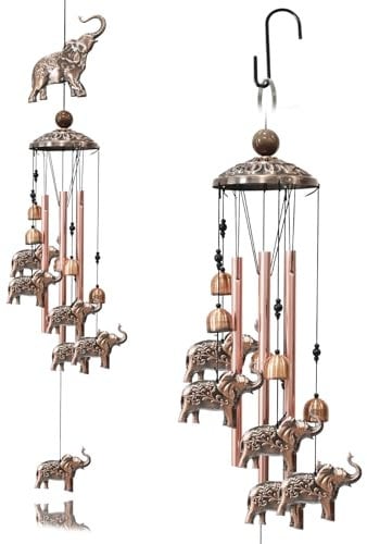 klangspiele, Windspiel für draußen hängend, Windspiel Metall Elefant, Elefant gartendeko, deko Elefant, Glockenspiel Wind, hexenglocke für Hof, Balkon, Terrasse und Heimdekoration