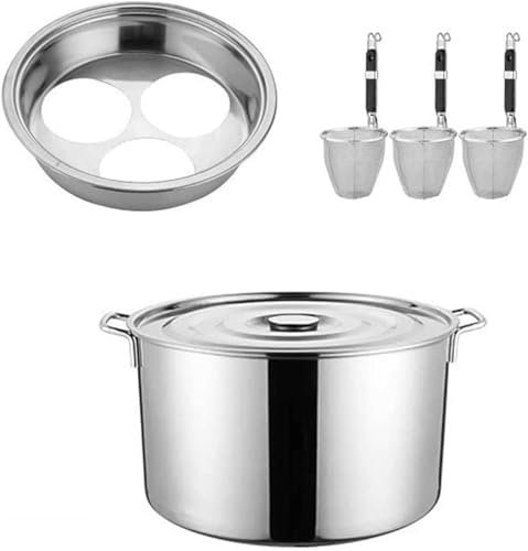 UNbit Pasta Pots Stainless Steel Pasta Pot with Insert Strainer Basket Cookware for Home Kitchen Restaurant Commercial Cooking Tool, Pasta Cooker Insert Set Pot (Color : Silver, Size : 3 Holes)