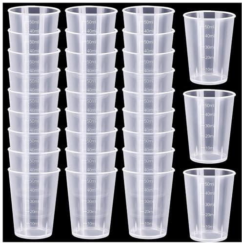 30 Pcs Plastic Measuring Cups, 50ml Resin Mixing Cups, Epoxy Mixing Cups, Paint Measuring Cups for Resin, Plastic Beakers Epoxy