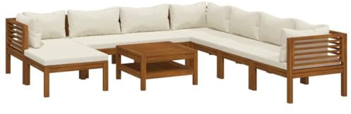 Willood Garten Lounge Set mit Auflage Terrasse Balkonmöbel 3X Eckteil + 4X Mittelteil + Fußstütze + Tisch