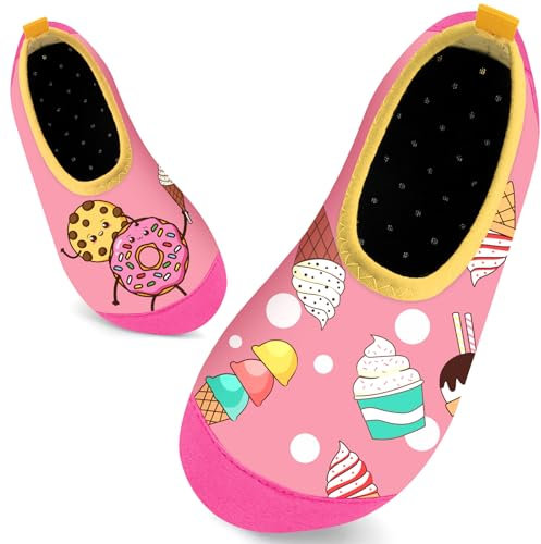 Kinder Badeschuhe Schwimmschuhe Wasserschuhe Mädchen Baby Strandschuhe Aquaschuhe Schnell Trocknend für Beach Pool(Krapfen Rosa22/23)