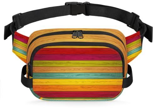 Regenbogen-Gürteltasche aus Holz, Multifunktionspackung für Reisen, Sport, Laufen, Regenbogen-Druck, Bauchtasche, Geldbörse, Gürteltasche für Damen, Herren, Mädchen, Jungen, farbe, XL,