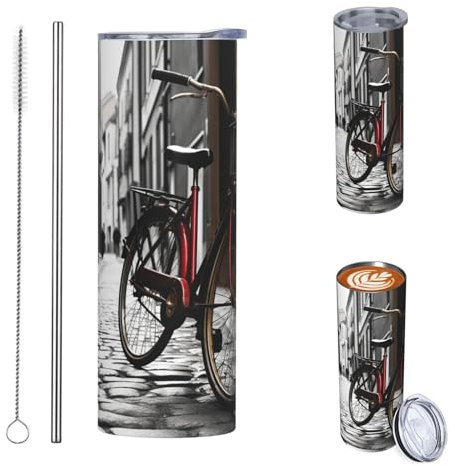 NONHAI Tasse à café de voyage isotherme de 591 ml avec couvercle et paille - Bouteille d'eau réutilisable en acier inoxydable à double paroi pour vélo de route, voyage - Pour homme et femme
