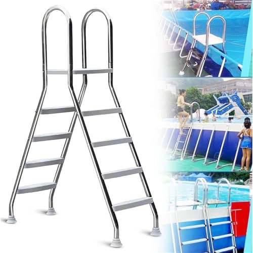 Échelle de piscine à 4 marches, échelle de piscine hors sol en métal, marches de piscine hors sol de 52 pouces de haut avec mains courantes, pour remorques de voyage, scène, piscine d'arrière-cour