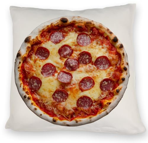 speecheese Fast Food Salami Pizza Kissen mit knusprigem Rand geschmolzenem Käse und Salamischeiben Perfektes Design für Pizza-Liebhaber