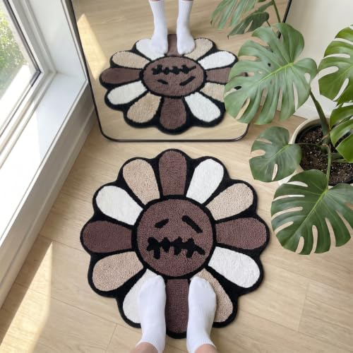 Shovagy Halloween-Badezimmerteppich, 60 cm, cooler Gothic-Geist, Lächeln, niedlicher Cartoon-Totenkopf-Horror, ästhetische Badematte, extra weiche Mikrofaser, schnell trocknend, rutschfeste Badematten