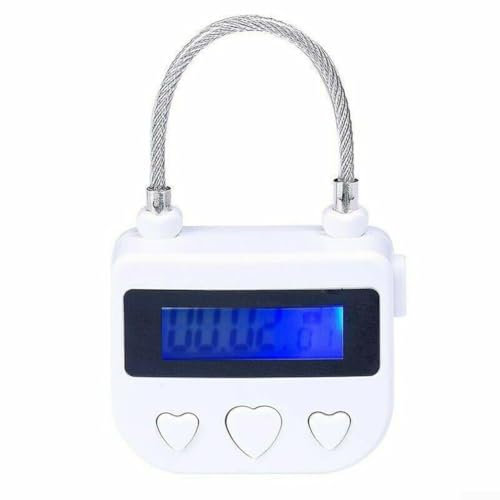 Metall-Timerschloss, per USB wiederaufladbar, multifunktional, wasserdicht, USB-Zeitschloss für sicheres Zurückhaltungsgerät, max. 99 Stunden Timing, Selbstdisziplin, Anti-Addiction (weiß)