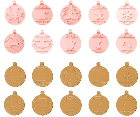 Tabanzhe Christmas Cookie Cutter Set-10PCS Xmas Plastic Biscuit Stamps Mold Light Bulb Shaped Snowflake Reindeer Gingerbread Man Christmas Tree Cake Decorations Moulds for Baking Party Pastry Making