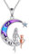 YAFEINI Pferd Kette Sterling Silber Pferd und Mädchen Anhänger Berg und Mond Schmuck Geschenke für Damen (Katze kette)