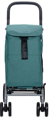 Carlett Einkaufstrolley Klappbar 63L Groß Einkaufswagen Klappbar Mit Kühlfach, 4 Räder, Abnehmbar, Wasserdicht, Griff Verstellbar, Shopping Trolley Foldable Shopping Cart XXL, Classic Duo, Dunkelcyan