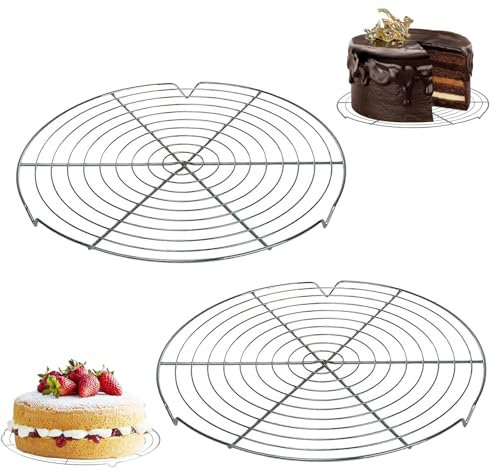 GANILITY Rund Abkühlgitter, 2 Stück Abkühlgitter, 32cm Rund Kuchen Kuchenrost,Edelstahl Kuchengitter Abkühlgitter,Tortenkühler, Küchenzubehör, für Kühlen, Backen, Kochen, Dämpfen