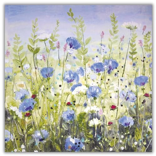 Noel Tatt Blank Notecards Pack of 6, Wildflower Meadow Design | For All Occasions, Floral, Artistic, Eco-Friendly, With Envelopes
