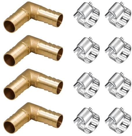 Napredak 5/8 Barb Fitting, Brass 90 Degree Elbow Hose Splicer Connector
