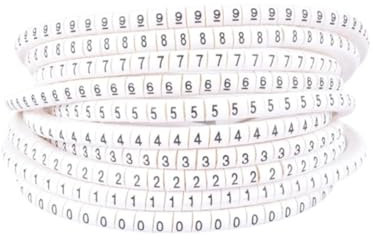 Cable Marking 500PCS EC-0/1/2/3 Cable Wire Marker 0 to 9 For Cable Size 1.5/2.5/4.0/6.0 sqmm Colored number tube Cable Markers label marking Cable Wire Marker(EC-1(500PCS) white)