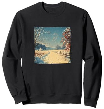 Grafica vintage paesaggio prato innevato Felpa