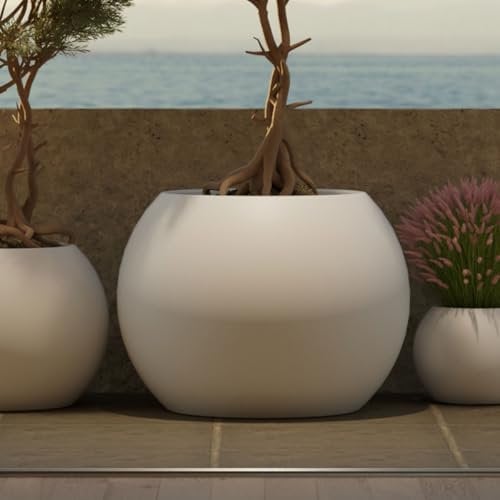 newgarden - Vaso rotondo per fiori e piante Dalia molto resistente all'esterno, dimensioni disponibili. Include Riserva e Drenaggio Acqua. Realizzato in polietilene in Spagna