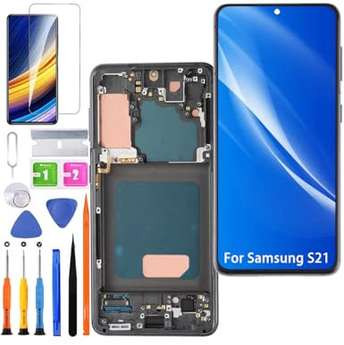 HLYGZX Écran pour Samsung Galaxy S21 TFT G991B G991U Écran LCD de Rechange Assemblée réparation Kit (Noir avec Cadre,Pas d'empreintes digitales)