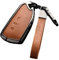 OTMIK Porte-clés de voiture en cuir véritable et alliage de zinc Compatible avec VW Volkswagen Golf 8 Golf 8 ID.3 ID.4 Porte-clés de voiture à distance (Marron + Mat)