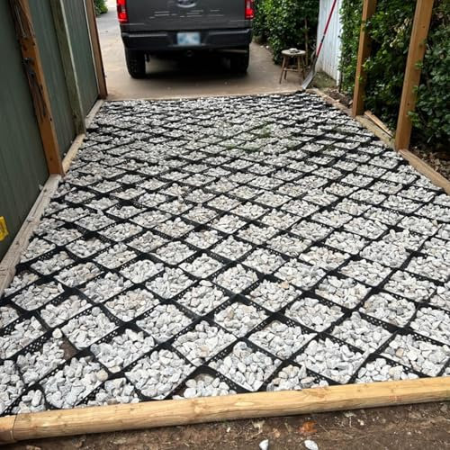 Kiesgitter Kiesmatten Kieswaben Parkplatz Boden Kies Stabilisierung Gitter, 5 10 Cm Dicke Garten Gehweg Subgrade Arbeit Landschaft Rock Stabilisierung Pad Für Füllungen Granit/Schlamm/Erde(6m x 9m (20