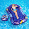 MoKo Bouée Gonflable pour Adultes en PVC, Matelas de Piscine Gonflable avec Appui-Tête Amovible & Porte-Gobelets, Chaise de Piscine Longue avec Motif de Feuilles pour Parc Aquatique Plage, Bleu Foncé