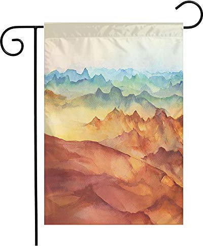 Jardín Bandera Paisaje De Montaña, Dunas, Picos Al Atardecer, Arena Del Sahara, Trekking Dibujado A Mano Resistente A La Intemperie Banderas De Verano, Para Boda, Festival, 30x45cm