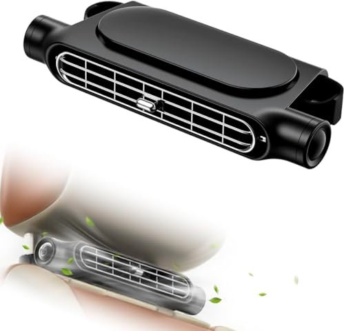 Ziswin Autositz Lüfter - 3-stufiger Kühlventilator mit doppelten Düsen für Vorder- & Rücksitze, tragbarer Auto Ventilator mit starkem Wind für SUV, LKW, Wohnmobile & PKW (Schwarz)