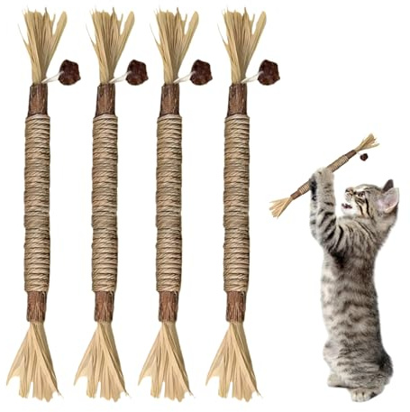 Cat Teeth Cleaning Kitten Teething Chewing Toy Rope (wood color)
