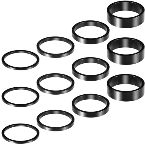 Josojoou 12 Stück Fahrrad Vorbau Spacer Fahrrad Set 2/3/5/10 Mm Lenker Abstandshalter Fahrrad Aus Aluminium Hochfest Frei Kombinierbar Distanzscheiben Für Steuersatz Für MTB Rennrad BMX