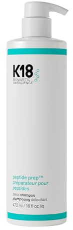 K18 Peptide Prep Detox Shampoo, 473ml | Farbschonendes Klärshampoo, entfernt sanft Rückstände, Schmutz, Öl und Mineralablagerungen, mit Aktivkohle und Salicylsäure