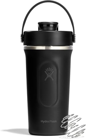 Hydro Flask - Insulated Stainless Steel Shaker Bottle 710 ml (24 oz) | Auslaufsicherer Flip Chug Trinkverschluss – Für Proteinshakes & Supplements – Mixball – Kalt 24 Std. – Black
