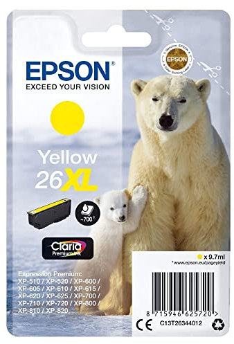 Epson 235M200 Original 26XL Tinte Eisbär (XP-600, XP-700, XP-800, XP-510, XP-710, XP-615, XP-610, XP-810, XP-720, XP-820, XP-520, XP-620, XP-625), gelb