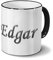 printplanet Tasse mit Namen Edgar - Motiv Chrom-Schriftzug - Namenstasse, Kaffeebecher, Mug, Becher, Kaffeetasse - Farbe Schwarz