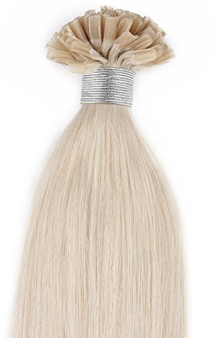 50 Strands Nail U Tip Remy Human Hair Extensions Platinum Blonde 60# Pre Bonded Natural Straight 0.5g/strand 18 inch