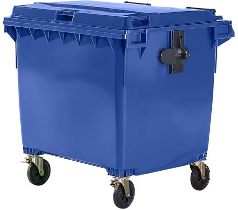 SSI Schäfer | Müllcontainer aus Kunststoff | DIN EN 840 | Volumen 1100 l | BxHxT 1370 x 1470 x 1115 mm | blau.