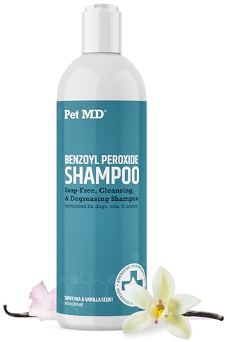 Pet MD - Benzoyl Peroxide Medicated Shampoo for Dogs and Cats - Effective for Skin Conditions, Dandruff, Itch Relief, Acne and Folliculitis - Citrus Scent - 12 oz