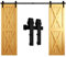 CCJH Binario per Porta Scorrevole Kit Doppia Anta Esterno Muro 10FT-304cm in Stile Rustico Classico Rulli Forma Hardware in Acciaio al Carbonio Nero