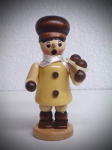 Räuchermann Bäcker Bäckerskind mit Brötchen Räucherfigur 13 cm braun 40405