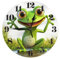 KiuLoam Funny Green Frog Round Wall Clock Silent Non Ticking Battery Operated Easy to Read for Student Office School Home Decorative Clock Art
