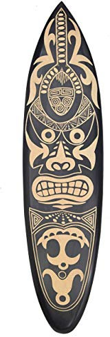 Interlifestyle Maori Tribal Deko Surfboard aus Holz 100cm Surfer Deko Surfbrett Polynesien