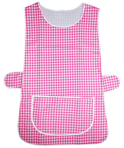 Stylo Online Ladies Womens Tabard Home Work Kitchen Cleaning Chef Catering Cleaners Workwear Poly Cotton Overall Tabbard Apron (Check Pink,WX)