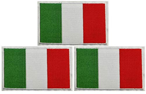 JAVD Parche de bandera italiana (3 unidades) con diseño de bandera de Italia