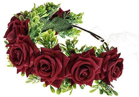 Shiwaki Handgemachte Kranz Kopfschmuck Kopf Blume Stirnband Meer Urlaub Hochzeit Zubeh?r Brautjungfer M?dchen Flanell Kopf Blume (Rot)